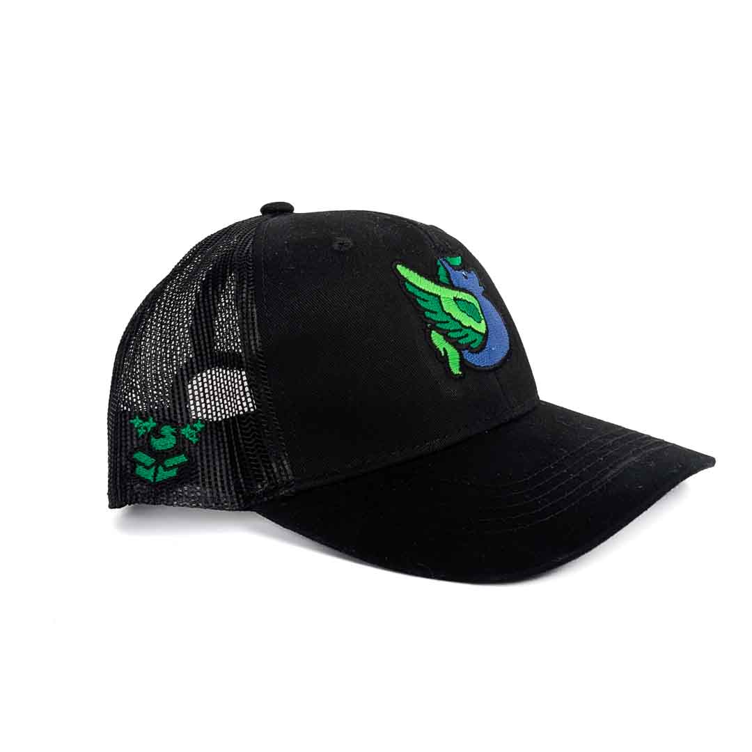 Youth Magical Ducks Galewing the Flying Horse Embroidered Low-Profile Snapback 5-Panel Trucker Hat