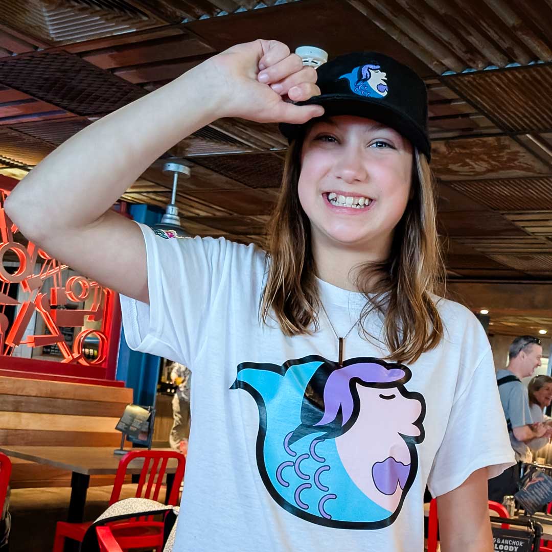 Youth Magical Ducks Melody the Mermaid Duck Embroidered Low-Profile Snapback 5-Panel Trucker Hat