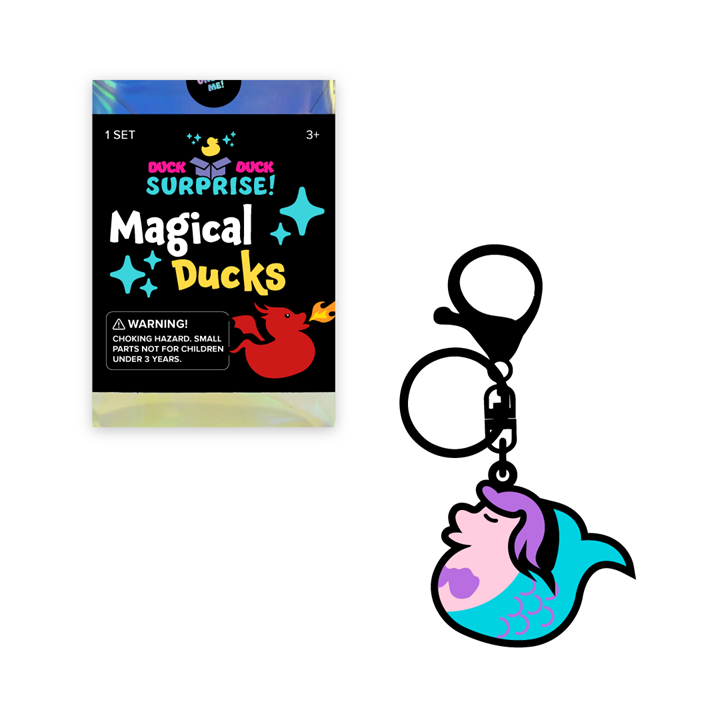 Magical Ducks Blind Box Packaging with Mermaid Rubber Duck Collectible Bag Charm or Keychain