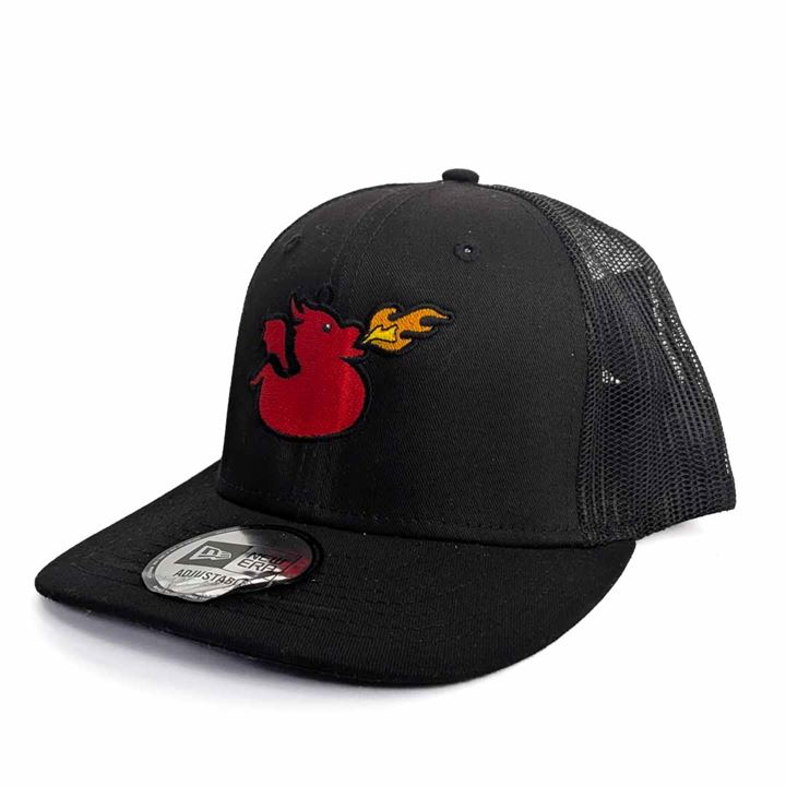 Adult Magical Ducks Finn the Red Dragon Embroidered New Era Low-Profile Snapback Trucker Hat