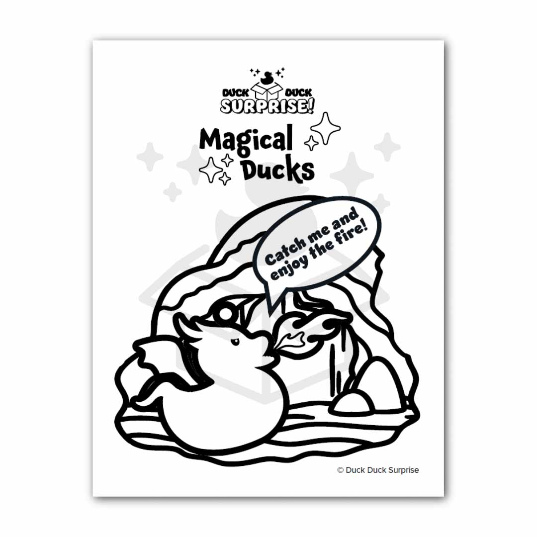 Limited Edition Flock 1 Magical Ducks™ Finn the Dragon Duck™ Printable Coloring Page (PDF Download)