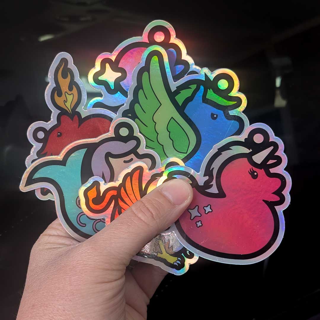 Magical Ducks Mystery Rubber Duck Charm Holographic Sticker (1 of 6 Possible Styles)