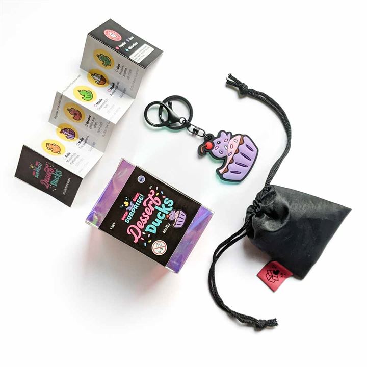 Limited Edition Flock 1 Dessert Ducks Blind Box Rubber Duck Keychain  (1 of 6 Possible Styles)