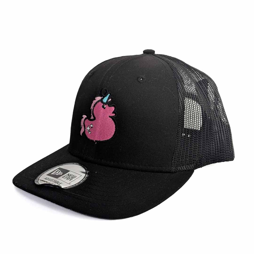 Adult Magical Ducks Ciera the Pink Unicorn Duck Embroidered New Era Low-Profile Snapback Trucker Hat