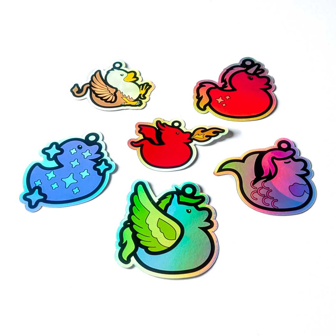 Magical Ducks Mystery Rubber Duck Charm Holographic Sticker (1 of 6 Possible Styles)