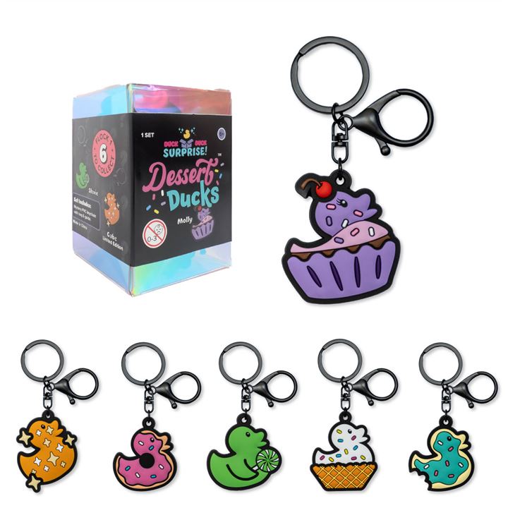 Limited Edition Flock 1 Dessert Ducks Blind Box Rubber Duck Keychain  (1 of 6 Possible Styles)