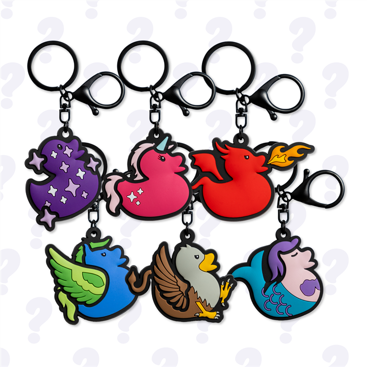 Limited Edition Flock 1 Blind Box Magical Ducks Rubber Duck Keychain  (1 of 6 Possible Styles)