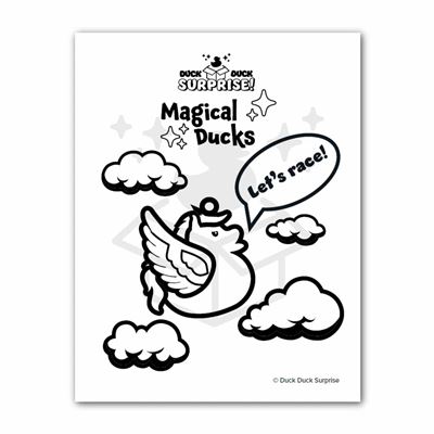 Flock 1 Magical Ducks™ Galewing the Flying Horse Duck™ Printable Coloring Page (PDF Download)