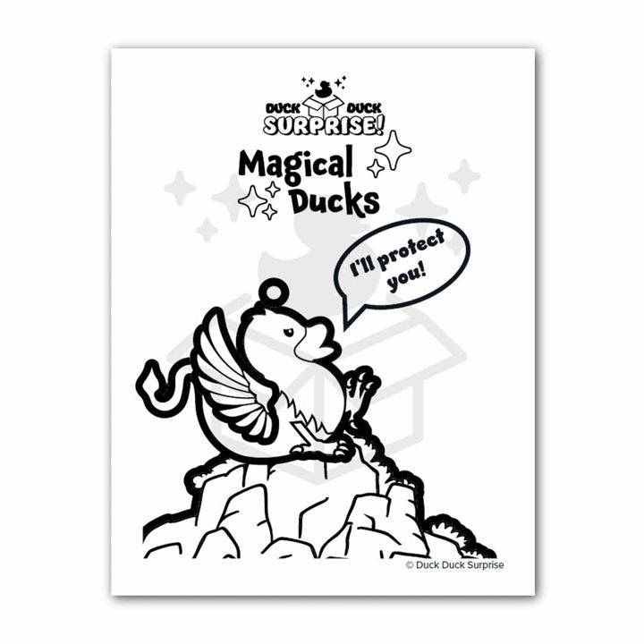 Flock 1 Magical Ducks™ Gregory the Griffin Duck™ Printable Coloring Page (PDF Download)