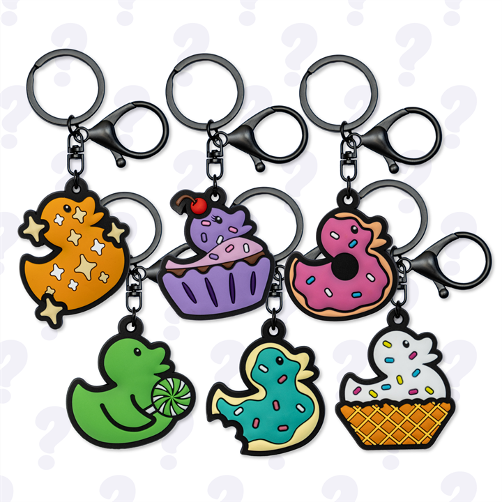 Limited Edition Flock 1 Dessert Ducks Blind Box Rubber Duck Keychain  (1 of 6 Possible Styles)