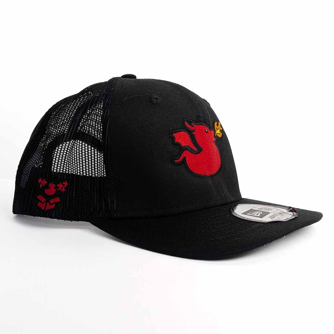 Adult Magical Ducks Finn the Red Dragon Embroidered New Era Low-Profile Snapback Trucker Hat