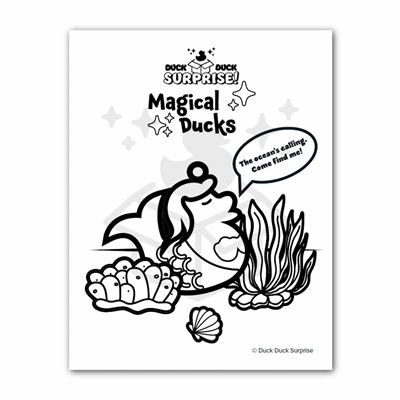 Flock 1 Magical Ducks™ Melody the Mermaid Duck™ Printable Coloring Page (PDF Download)
