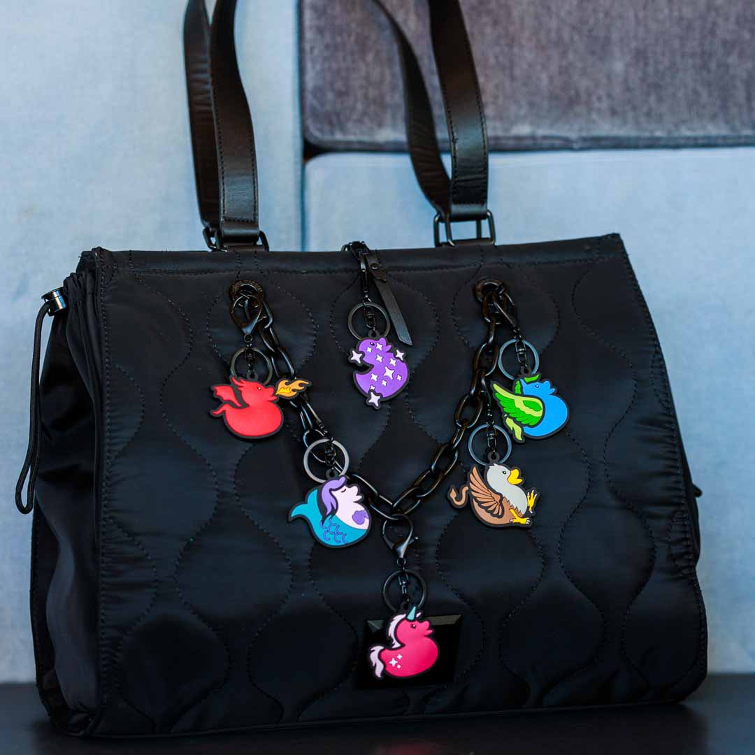 Duck Duck Surprise Magical Ducks Rubber Duck Keychains Bag Charms Black Steve Madden Bag