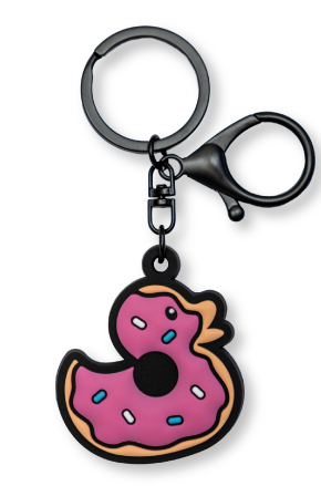 Duck Duck Surprise! Dessert Ducks Deedee Pink Donut Duck with Sprinkles PVC Keychain Bag Charm