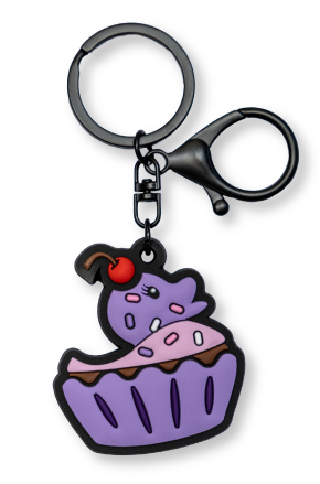 Duck Duck Surprise! Dessert Ducks Mauve Molly Purple Cupcake Duck with Cherry on Top PVC Keychain Bag Charm Duck PVC Keychain Bag Charm