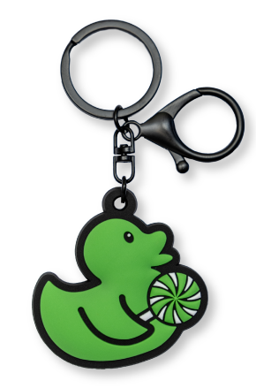 Duck Duck Surprise! Dessert Ducks Green Stevie Swirl with Lollipop Duck PVC Keychain Bag Charm