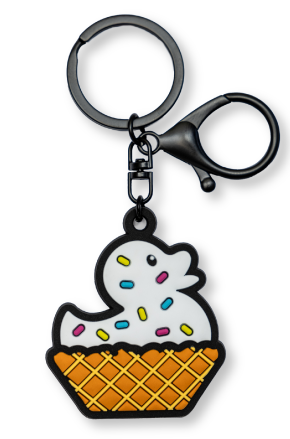 Duck Duck Surprise! Dessert Ducks Wyatt the Waffle Bowl Vanilla Icecream Duck PVC Keychain Bag Charm