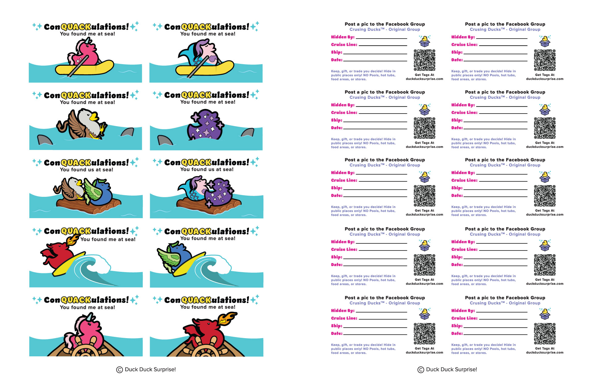 Duck Duck Surprise! Cruising Duck Magical Ducks Free Printable Tags